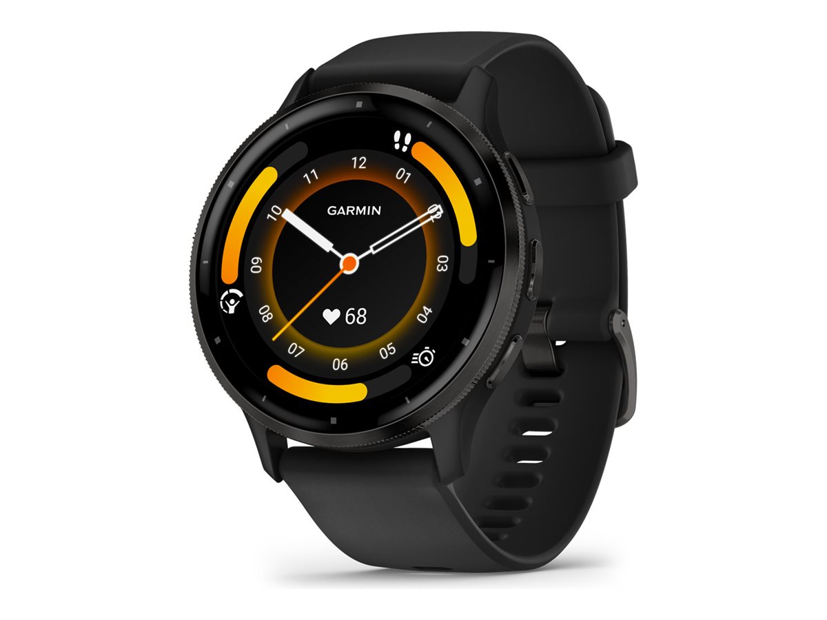 Garmin Venu 3 - 45 mm - schwarzes faserverstärktes Polymer - intelligente Uhr mit Band - Silikon - Handgelenkgröße 135-200 mm - Anzeige 3.54 cm (1.4")
