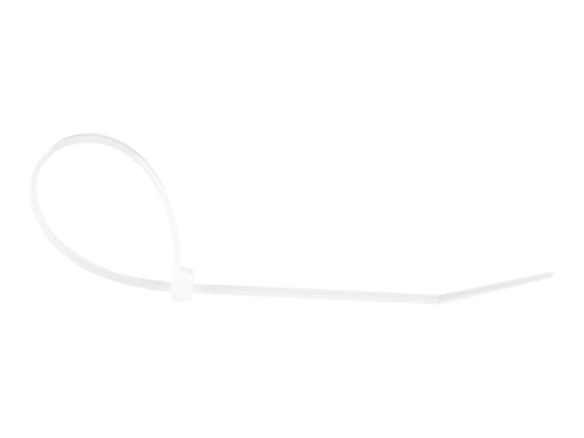 StarTech.com 20cm(8") Cable Ties, 4mm(18") wide, 55mm(2-18") Bundle Diameter, 22kg(50lb) Tensile Strength, Nylon Self Locking Zip Ties w Curved Tip, 94V-2UL Listed, 1000 Pack, White - Nylon 66 Plastic - TAA (CBMZT8NK)