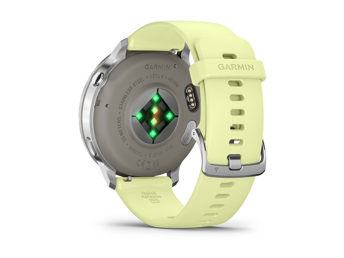 Garmin Venu 4 - 45 mm - silber - intelligente Uhr mit Band - Silikon - Zitronen - Handgelenkgröße 135-200 mm - Anzeige 3.53 cm (1.4")