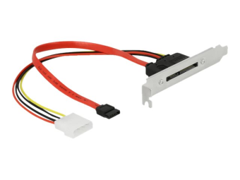 Delock Slot bracket with 1 x SATA 22 pin plug external - SATA-Blende, internextern - Serial ATA 150300600 - interne Stromversorgung, 4-polig, eSATA zu SATA Combo (S)