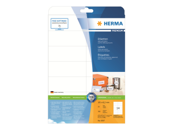 HERMA Premium - Papier - matt - permanent selbstklebend - weiß - 105 x 42.3 mm 350 Etikett(en) (25 Bogen x 14)