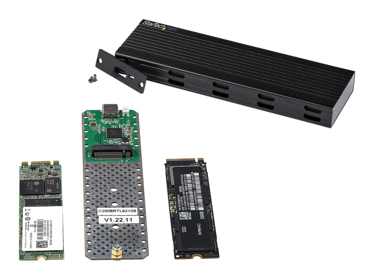 StarTech.com NVMe SSD Gehäuse - USB-C 10 Gbits auf M.2 NVMe oder M.2 SATA SSD - Externes M.2 PCIeSATA NGFF SSD Aluminiumgehäuse - USB Type-C & USB-A - Unterstützt 2230224222602280 ( SM2E1BMU31C)