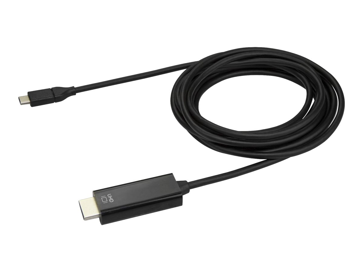 StarTech.com 10ft (3m) USB C to HDMI Cable, 4K 60Hz USB Type C to HDMI 2.0 Video Adapter Cable, Thunderbolt 3 Compatible, Laptop to HDMI MonitorDisplay, DP 1.2 Alt Mode HBR2 Cable, Black - 4K USB-C Video Cable (CDP2HD3MBNL)