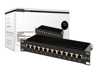 DIGITUS CAT 6, Klasse E Patch Panel, geschirmt, schwarz