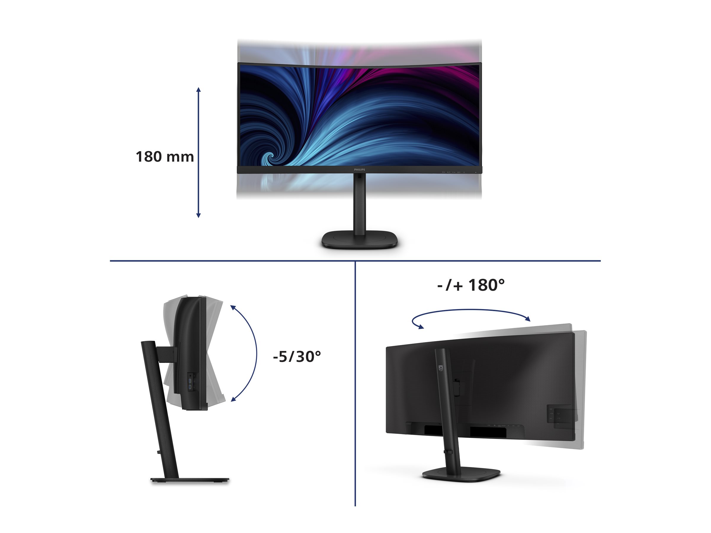 Philips 34B2U3600C - 3000 Series - LED-Monitor - gebogen - 86 cm (34")