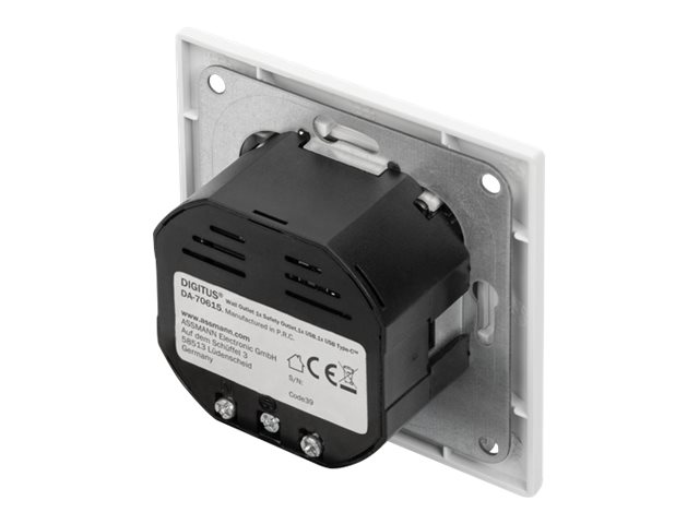 DIGITUS Sicherheits-Steckdose für Unterputzmontage mit 1 x USB Type-C,  1 x USB A