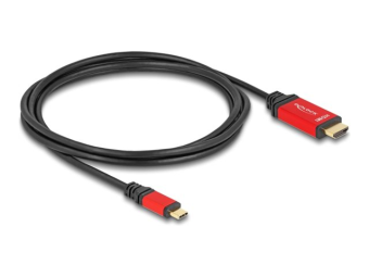 Delock Adapterkabel - 24 pin USB-C männlich zu HDMI männlich - 2 m - Schwarz  Rot - unterstützt 8K 60 Hz (7680 x 4320)