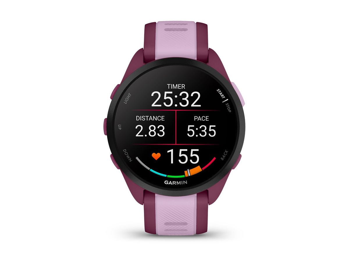 Garmin Forerunner 165 Music - Berry - Sportuhr mit Band - Silikon - Flieder - Handgelenkgröße 126-203 mm - Anzeige 3 cm (1.2")