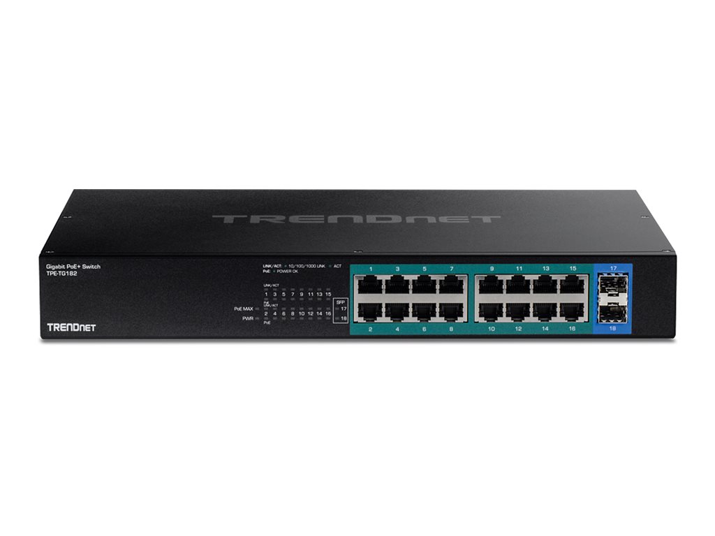 TRENDnet TPE TG182 - Switch - 16 x 101001000 (PoE+)