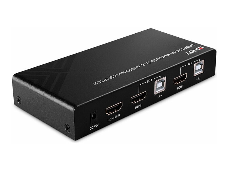 Lindy KVM-Audio-USB-Switch - HDMI 4K60, USB