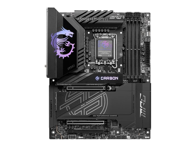 MSI MPG Z890 Carbon WiFi - Motherboard - ATX - LGA1851-Sockel - Z890 Chipsatz - USB 3.2 Gen 1, USB-C 3.2 Gen 2x2 - 2.5 Gigabit LAN, 5 Gigabit Ethernet, Wi-Fi 7, Bluetooth - Onboard-Grafik (CPU erforderlich)