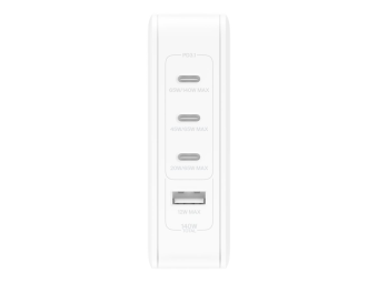 Belkin BoostCharge Pro - Netzteil - GaN-Technologie - 140 Watt - Fast Charge, Power Delivery 3.1 - 4 Ausgabeanschlussstellen (3 x USB-C, USB)