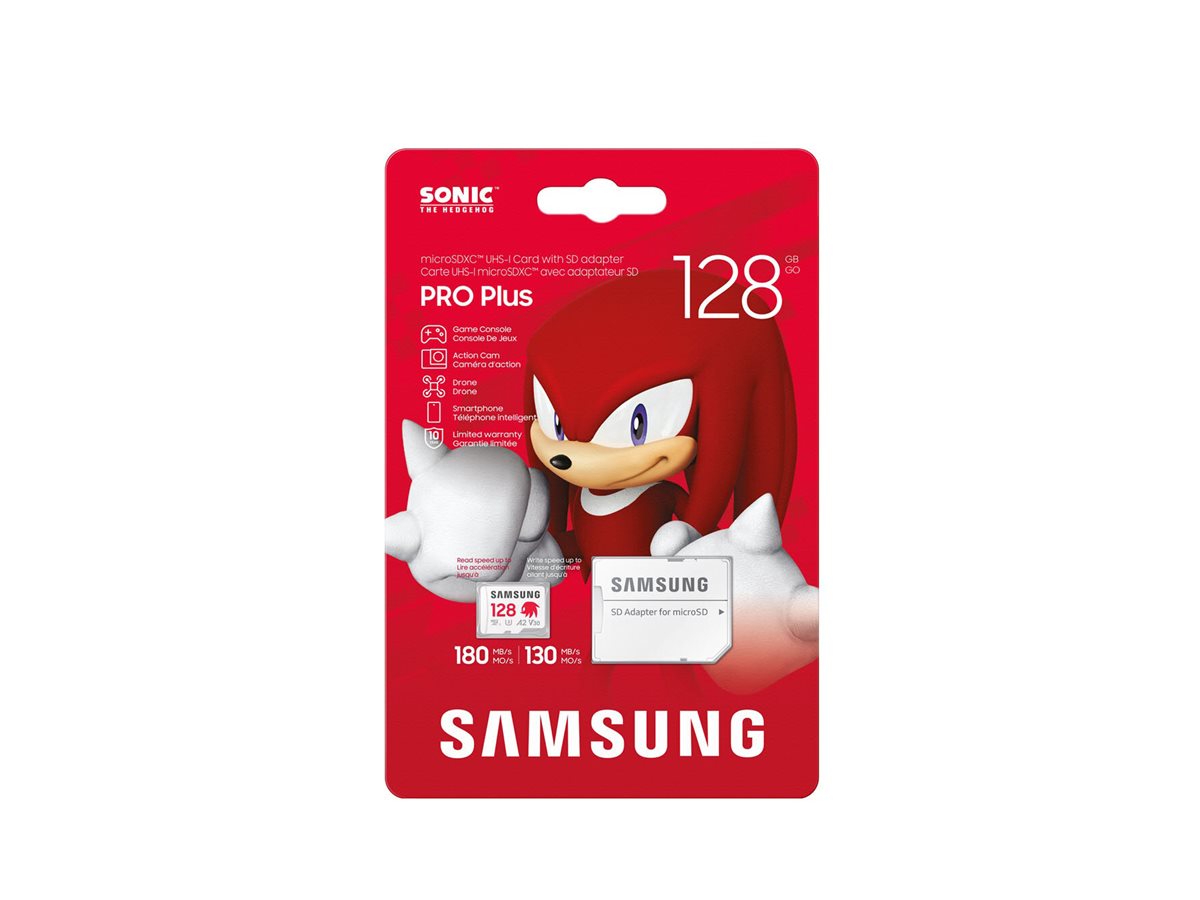 Samsung PRO Plus MB-MD128SA - Sonic the Hedgehog Flash-Speicherkarte (microSDXC-an-SD-Adapter inbegriffen)
