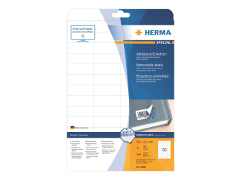 HERMA Special - Papier - matt - selbstklebend entfernbarer Klebstoff - weiß - 52.5 x 21.2 mm 1400 Etikett(en) (25 Bogen x 56)