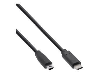 InLine USB 2.0 Kabel - USB-C Stecker an Mini-B Stecker - schwarz - 2m
