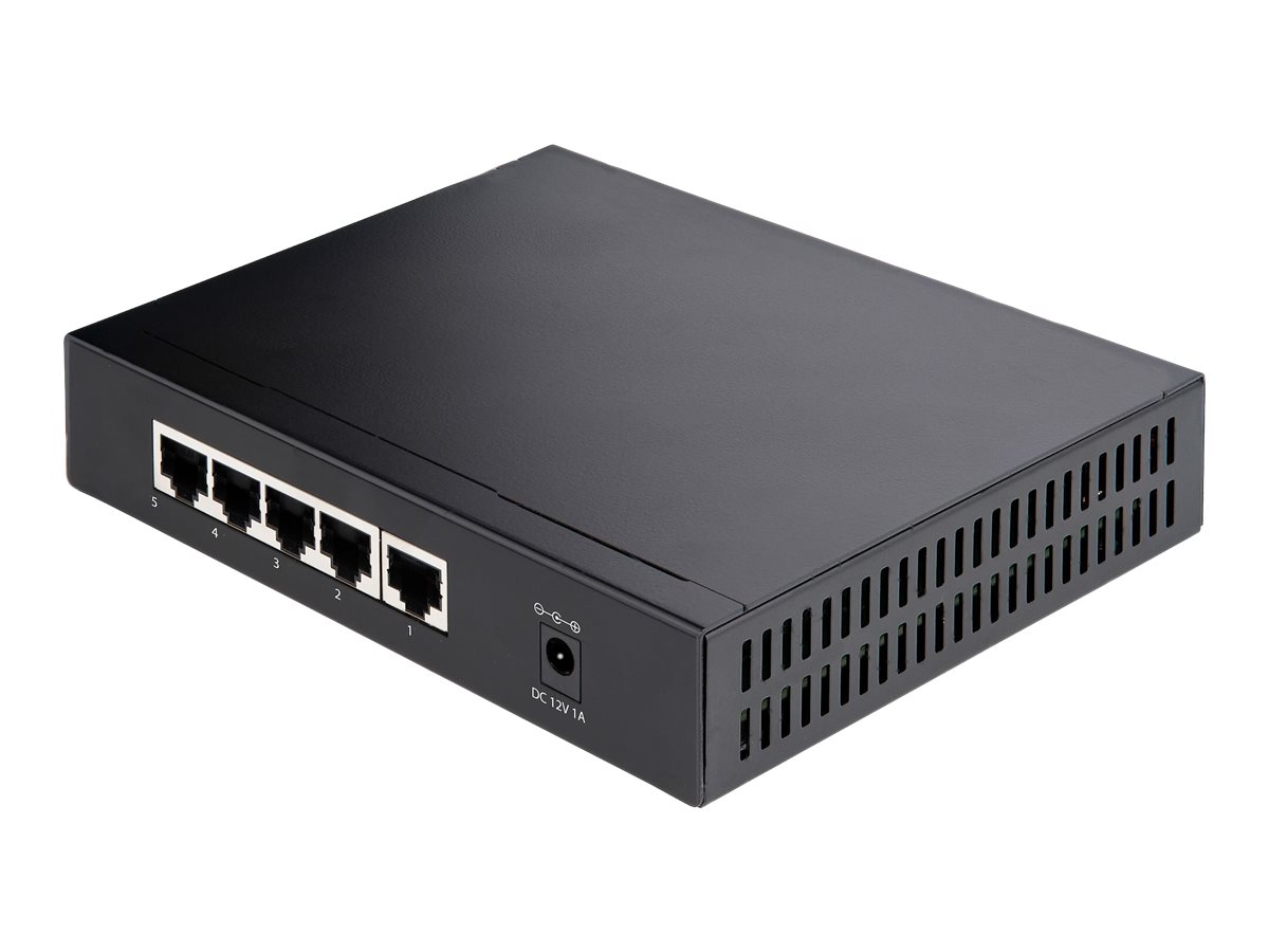 StarTech.com 5 Port Gigabit Switch - Unverwalteter 2.5Gbits Switch - Office-HeimnetzwerkLan SwitchVerteiler für TischWandmontage - Rückwärtskompatibel mit 101001000Mbits - Ganzmetall (DS52000)