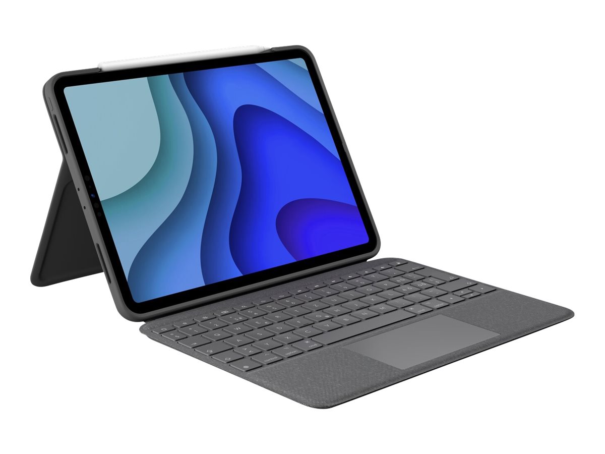Logitech Folio Touch - Tastatur und Foliohülle - mit Trackpad - hinterleuchtet - Apple Smart connector - QWERTZ - Schweiz - Oxford Gray - für Apple 10.9-inch iPad Air (4. Generation, 5. Generation)