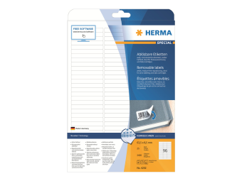 HERMA Special - Papier - matt - selbstklebend entfernbarer Klebstoff - weiß - 63.5 x 8.5 mm 2400 Etikett(en) (25 Bogen x 96)