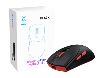MSI FORGE GM340 - Maus - optisch - 6 Tasten - kabelgebunden, kabellos - 2.4 GHz, Bluetooth - kabelloser Empfänger (USB)