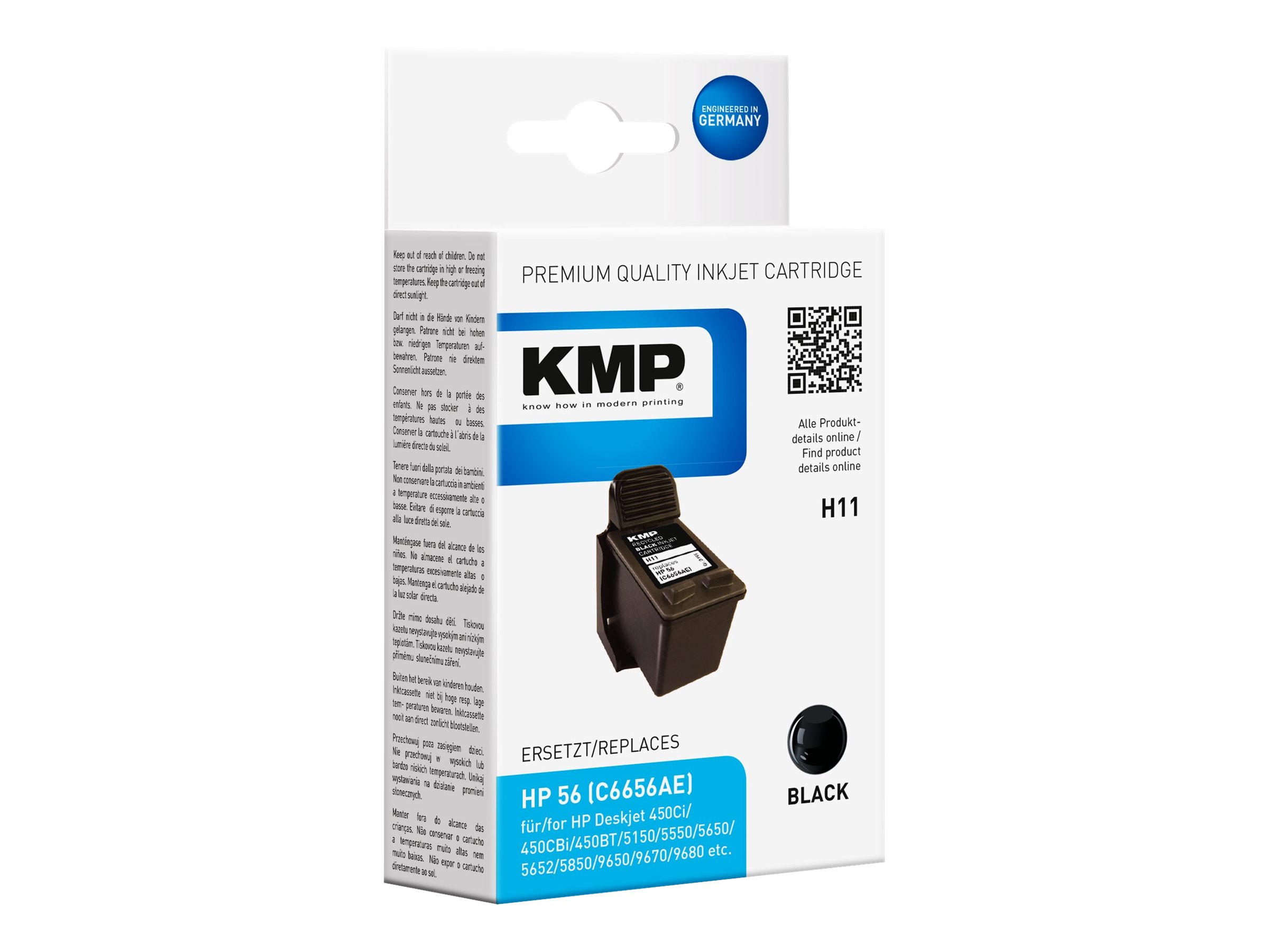 KMP H11 - 19 ml - Schwarz - kompatibel - Tintenpatrone (Alternative zu HP 56, HP C6656AE)