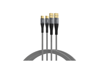 EFB Elektronik USB-A auf USB-C Kabelset 60W QC 3A 2x3m grau - DigitalDaten