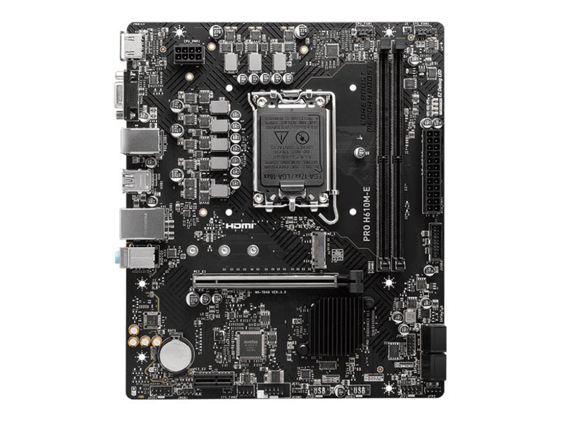 MSI PRO H610M-E - Motherboard - micro ATX - LGA1700 Sockel - H610 Chipsatz - USB 3.2 Gen 1 - Gigabit LAN - Onboard-Grafik (CPU erforderlich)