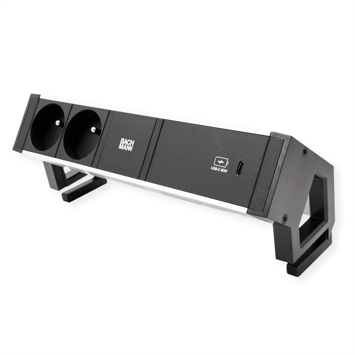 Bachmann DESK 2 ALU - Steckdosenleiste - Wechselstrom 250 V - 3680 Watt - Eingabe, Eingang GST18i3 - Ausgangsanschlüsse 2 (2 x CEE 75, 24 pin USB-C)
