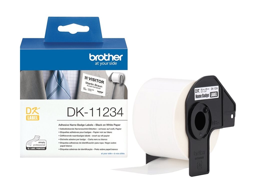 Brother DK11234 - Papier - selbstklebend - Schwarz auf Weiß - 60 x 86 mm 260 Etikett(en) (1 Rolle(n)