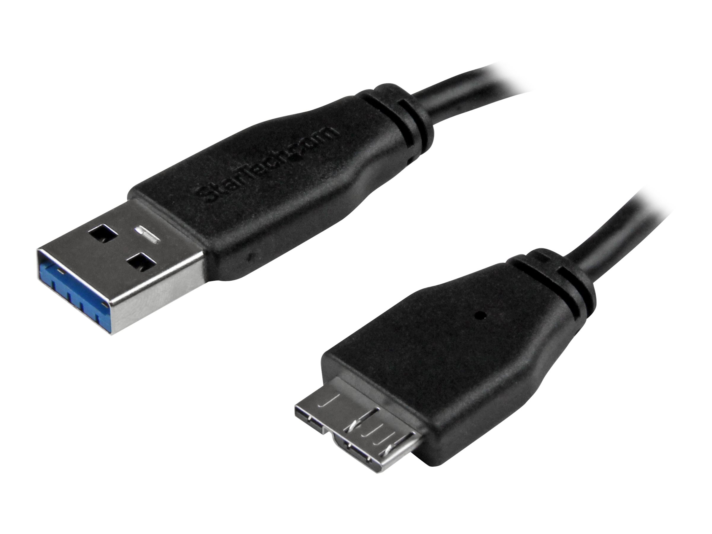 StarTech.com 15cm schlankes SuperSpeed USB 3.0 A auf Micro B Kabel - StSt - USB 3.0 Anschlusskabel - Schwarz - USB-Kabel - Micro-USB Typ B (M)