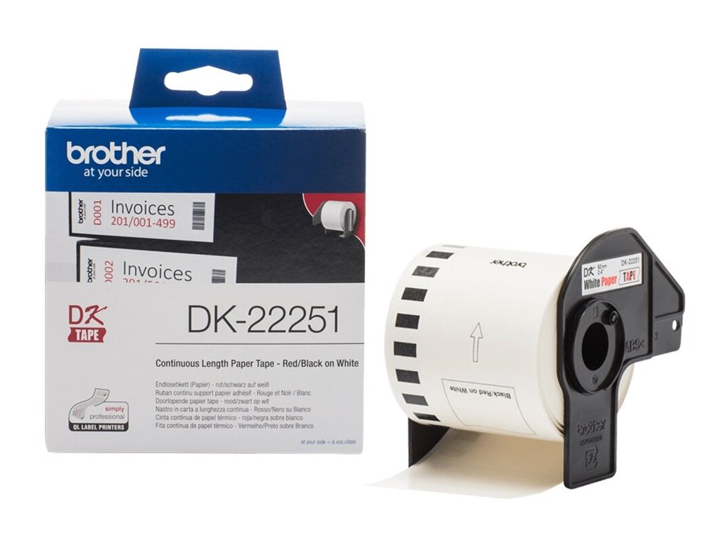Brother DK22251 - SchwarzRot auf Weiß - Rolle (6,2 cm x 15,24 m)