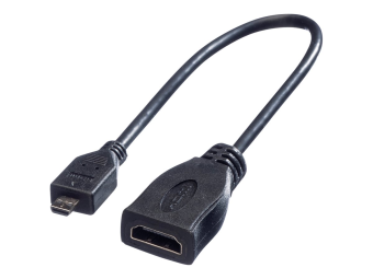 ROLINE HDMI-Kabel mit Ethernet - 19 pin micro HDMI Type D männlich zu HDMI weiblich