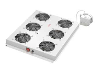 DIGITUS Professional DN-19 FAN-4-SRV - Rack-Dach mit 2 Lüftern - mit 4 Lüfter - Hellgrau, RAL 7035 - 48.3 cm (19")