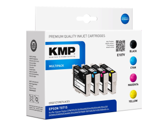 KMP MULTIPACK E107V - 4er-Pack - Schwarz, Gelb, Cyan, Magenta - kompatibel - Tintenpatrone (Alternative zu Epson C13T07114011, Epson C13T07124011, Epson C13T07134011, Epson C13T07144011, Epson T0711, Epson T0712, Epson T0713, Epson T0714)