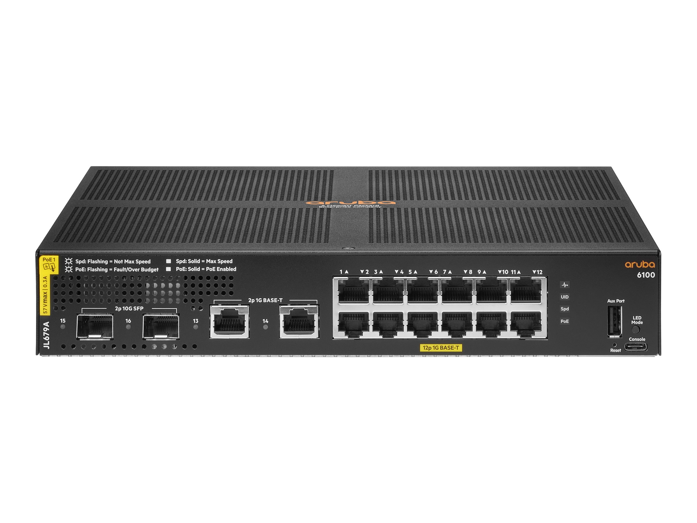 HPE Aruba 6100 12G Class4 PoE 2G2SFP+ 139W Switch - Switch - managed - 12 x 101001000 (PoE+)
