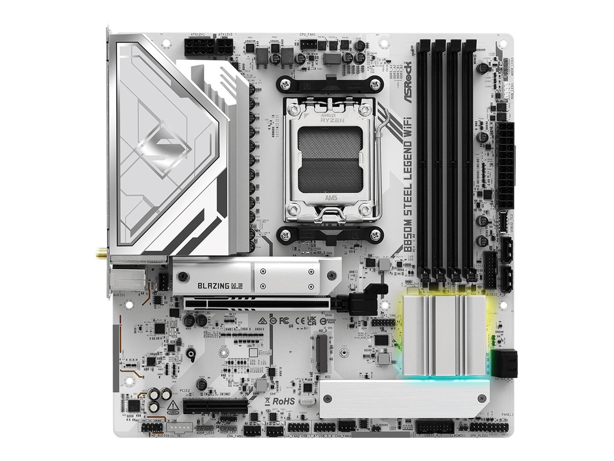ASRock B850M STEEL LEGEND WIFI - Motherboard - micro ATX - Socket AM5 - AMD B850 Chipsatz - USB 3.2 Gen 2 USB-C 3.2 Gen2 USB 3.2 Gen 1 - 2.5 Gigabit LAN Wi-Fi 7 Bluetooth - Onboard-Grafik (CPU erforderlich)