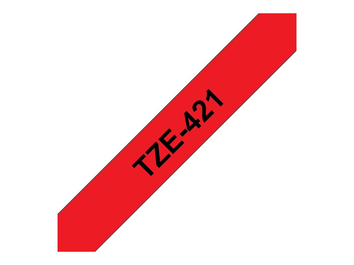 Brother TZe-421 - Selbstklebend - schwarz auf rot - Rolle (0,9 cm x 8 m)