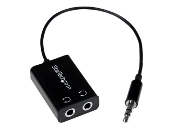 StarTech.com Startech Black Slim Mini Jack Headphone Splitter Cable Adapter - 3.5mm Audio Mini Stereo Y Splitter - 3.5mm Male to 2x 3.5mm Female (MUY1MFFADP)