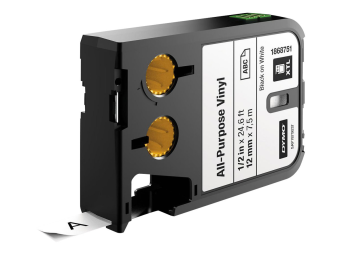 Dymo XTL Allzweck-Vinyl - Vinyl - permanenter Klebstoff - Schwarz auf Weiß - Rolle (1,2 cm x 7 m)