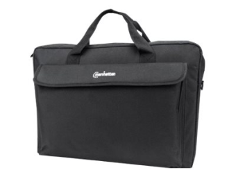 Manhattan London Laptop Bag 17.3", Top Loader, Black, LOW COST, Accessories Pocket, Shoulder Strap (removable)