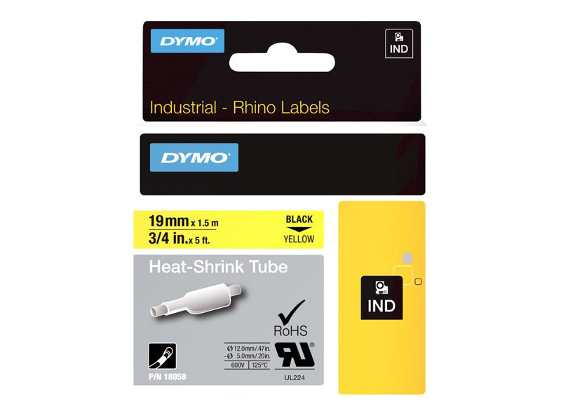 Dymo RhinoPRO Heat shrink tubing - Polyolefin - Schwarz auf Gelb - Rolle (1,9 cm)