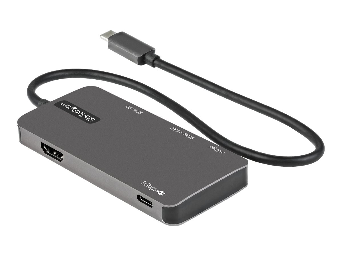 StarTech.com USB-C Multiport Adapter - USB-C auf 4K-HDMI, 100W PD Pass-Through, SD-MicroSD-Steckplatz -  USB-C-Mini-Dock - 30 cm langes Kabel (DKT30CHSDPD)