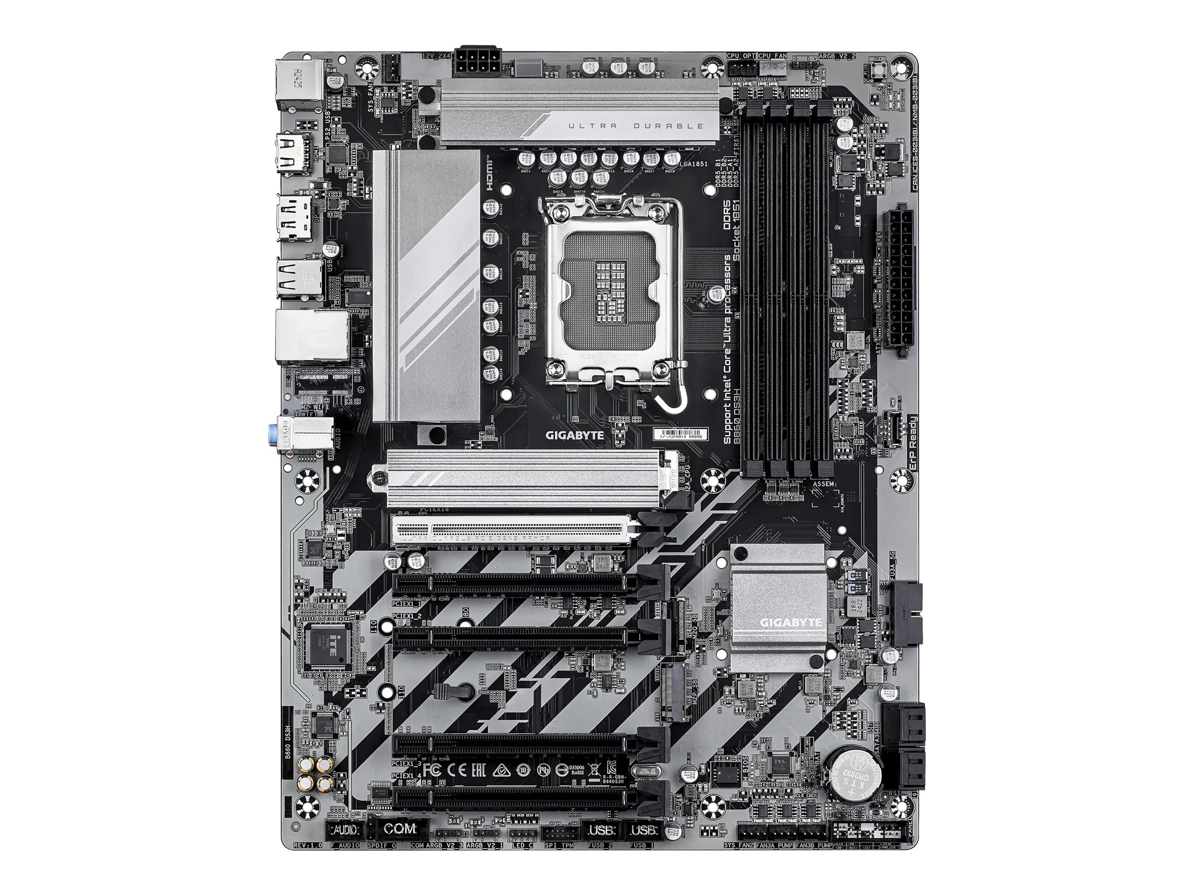 Gigabyte B860 DS3H - Motherboard - ATX - LGA1851-Sockel - B860 Chipsatz - USB-C 3.2 Gen 2x2, USB 3.2 Gen 2, USB-C 3.2 Gen 1, USB 3.2 Gen 1 - 2.5 Gigabit LAN - Onboard-Grafik (CPU erforderlich)