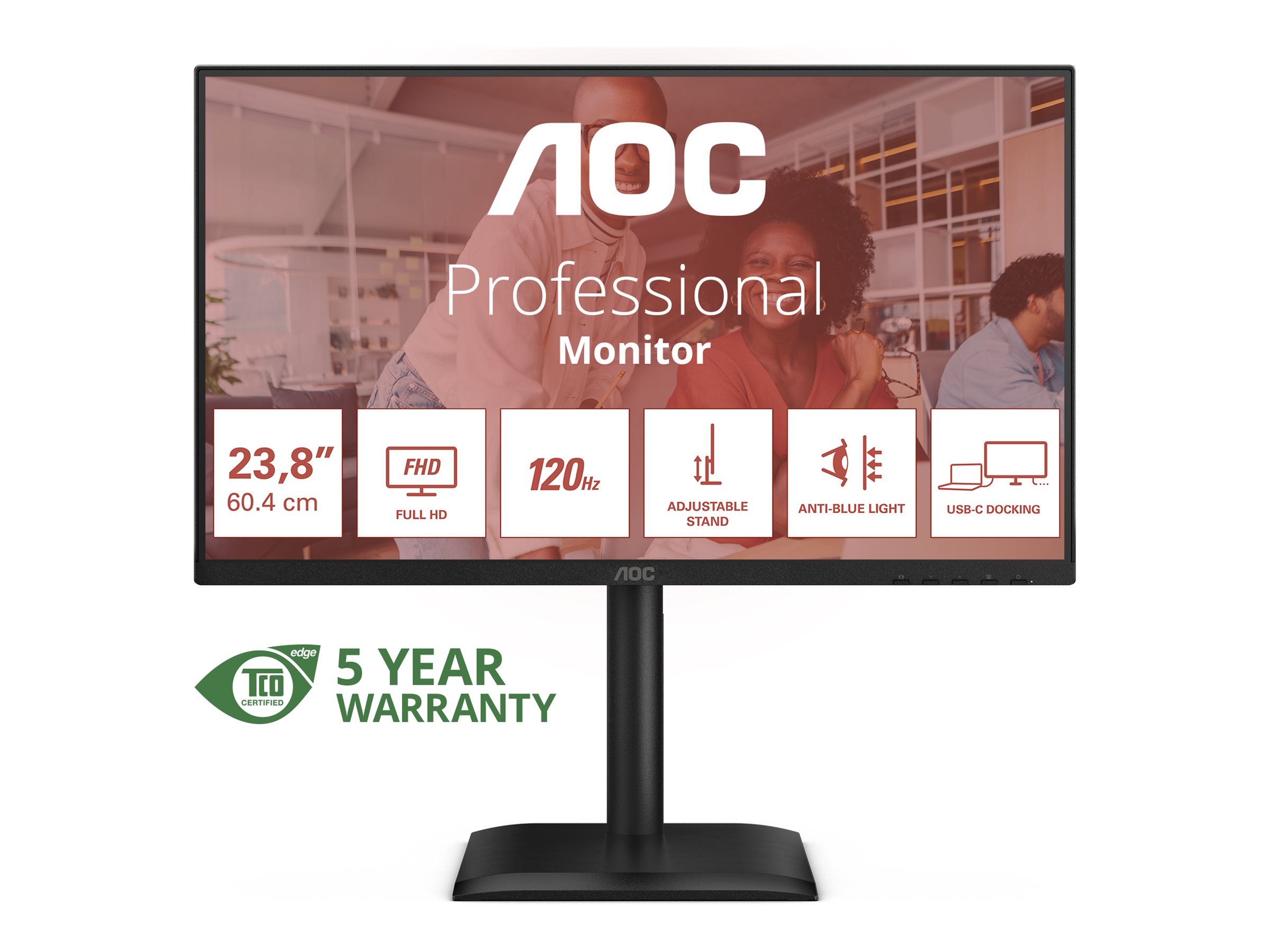 AOC 24E4CV - LED-Monitor - 61 cm (24") (23.8" sichtbar) - 1920 x 1080 Full HD (1080p)