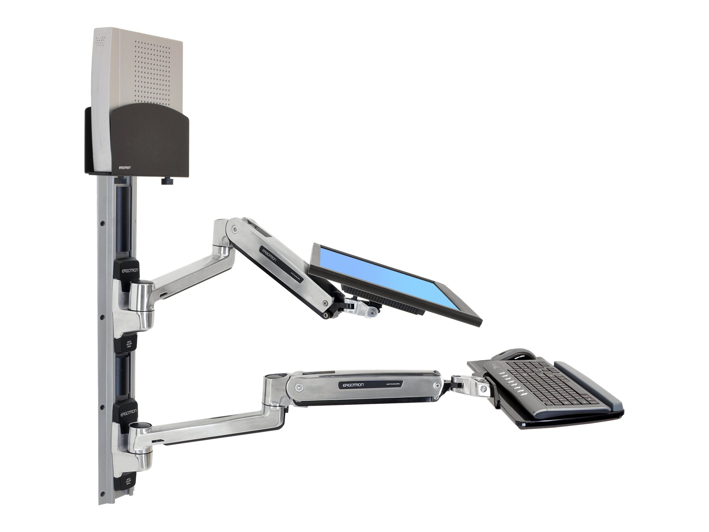 Ergotron LX Wall Mount System with Small CPU Holder - Systemeinheit-Monitor-Tastatur-Montagekit - Sitz-Steh - geeignet für Wandmontage - bis zu 106,7 cm (bis zu 42 Zoll)