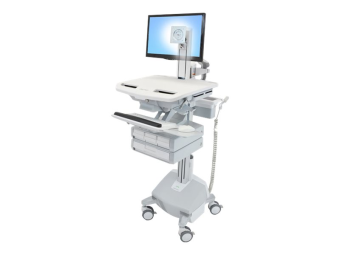 Ergotron Wagen - für LCD-Display  PC-Ausrüstung - medizinisch - Aluminium, verzinker Stahl, hochwertiger Kunststoff - Grau, weiß, Polished Aluminum - Bildschirmgröße bis zu 61 cm (bis zu 24 Zoll)