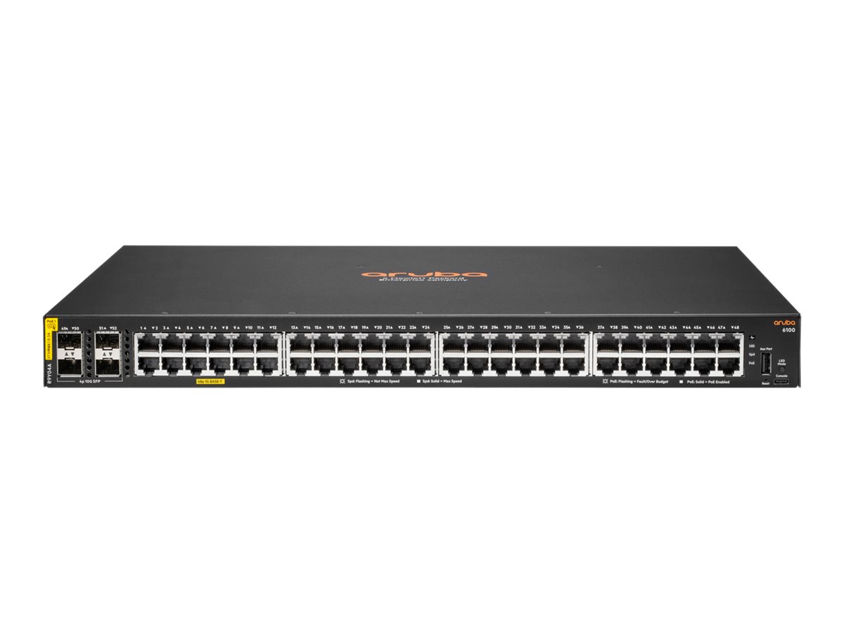 HPE Aruba Networking CX 6100 48G Class4 PoE 4SFP+ 740W Switch - Switch - L3 - managed - 48 x 101001000 (PoE+)