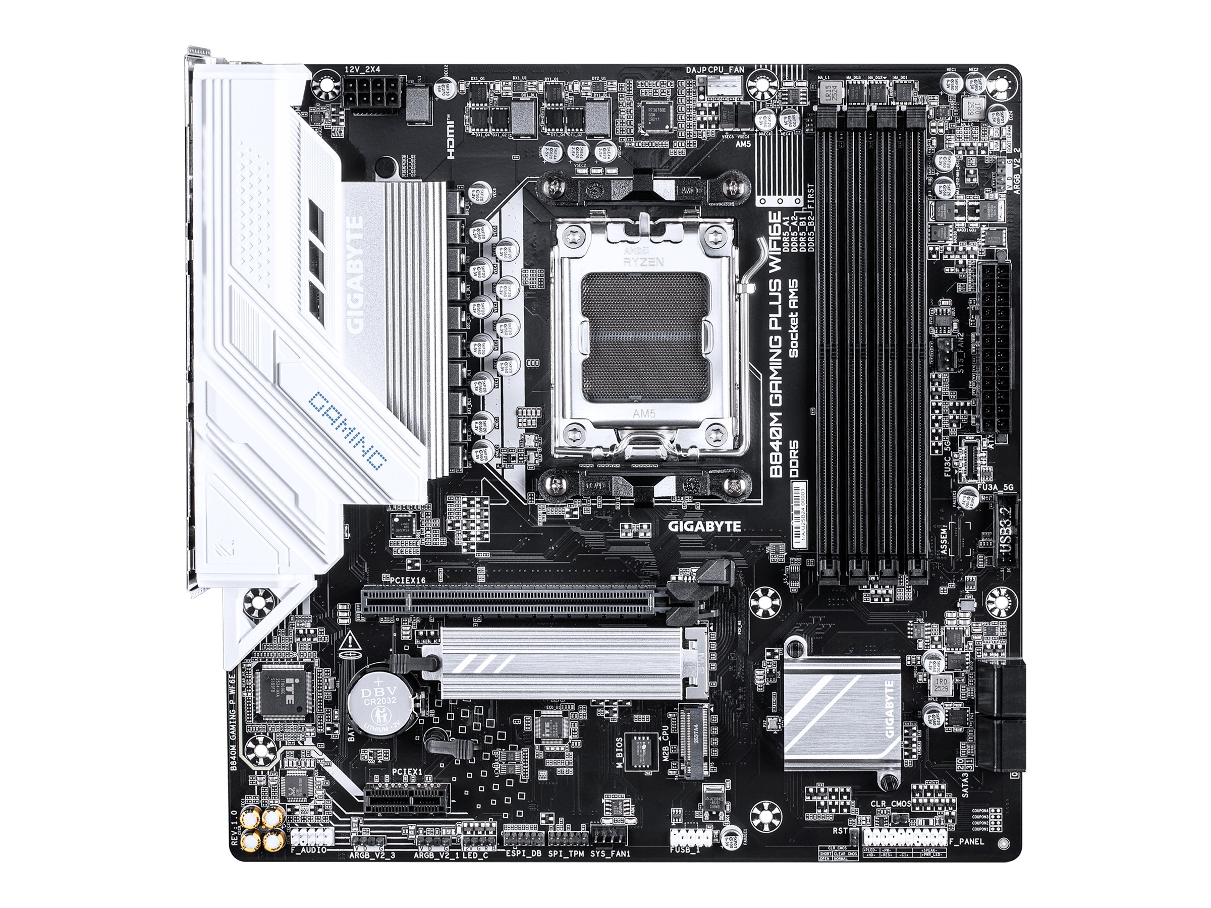 Gigabyte B840M GAMING PLUS WIFI6E - Motherboard - micro ATX - Socket AM5 - AMD B840 Chipsatz - USB-C 3.2 Gen 1, USB 3.2 Gen 1, USB 3.2 Gen 2 - Gigabit LAN, Wi-Fi 6, Bluetooth - Onboard-Grafik (CPU erforderlich)