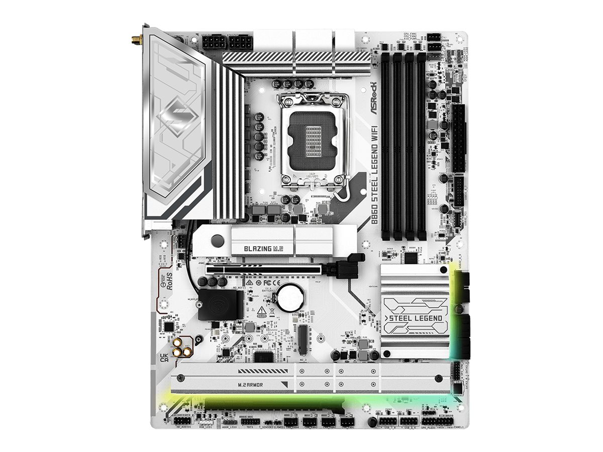 ASRock B860 STEEL LEGEND WIFI - Motherboard - ATX - LGA1851 Sockel - B860 Chipsatz - USB4, USB-C 3.2 Gen2, USB 3.2 Gen 2, USB 3.2 Gen 1 - 2.5 Gigabit LAN, Bluetooth, Wi-Fi 6E - Onboard-Grafik (CPU erforderlich)