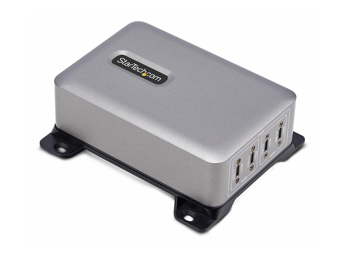 StarTech.com 4-Port USB-C Charger 240W Total Single Port 140W EPR - Netzteil - mit Oberflächenmontage-Bracket - 240 Watt - 5 A - Power Delivery 3.1 - 4 Ausgabeanschlussstellen (24 pin USB-C)