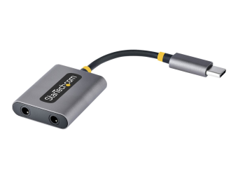 StarTech.com USB-C Headphone Splitter, USB Type C Dual Headset Adapter wMicrophone Input, USB C to 3.5mm AdapterEarphone Dongle, USB C to Audio JackAux Output - Mic and Headset Controls, Built-in 24-bit DAC (USBC-AUDIO-SPLITTER)